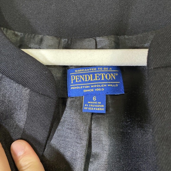 Pendleton 100% Virgin Wool Open Jacket/Blazer Women’s Gray Black Sz 6‎ - Picture 3 of 12